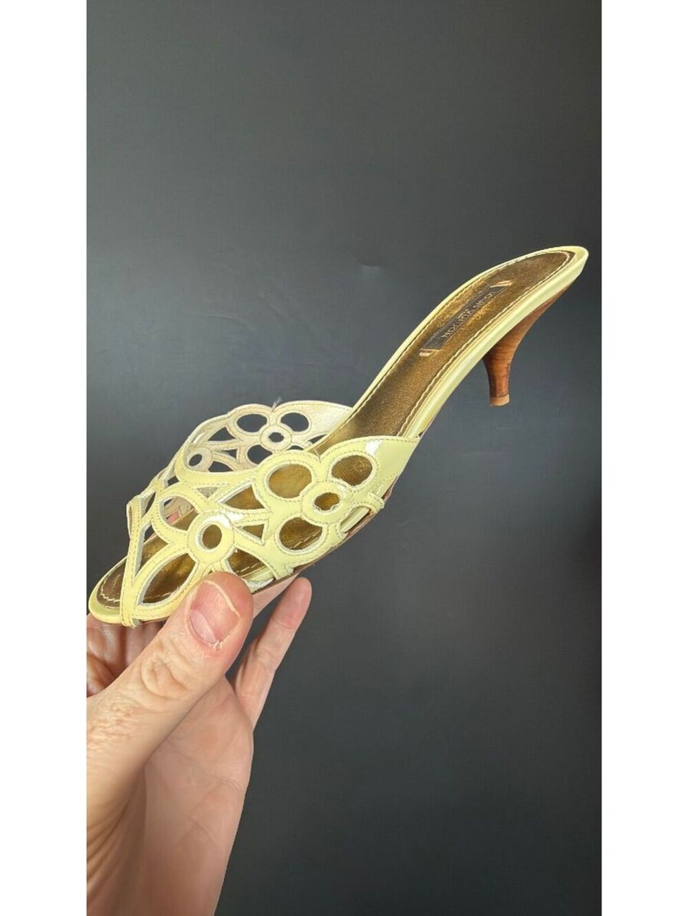 Louis Vuitton Cream Cutout Mule Heel